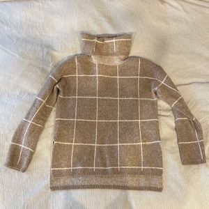 Madewell brown windowpane crop turtleneck sweater